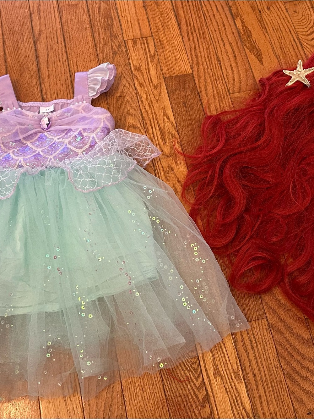 Disney Princess Ariel The Little Mermaid Costume Set- Dress and Wig